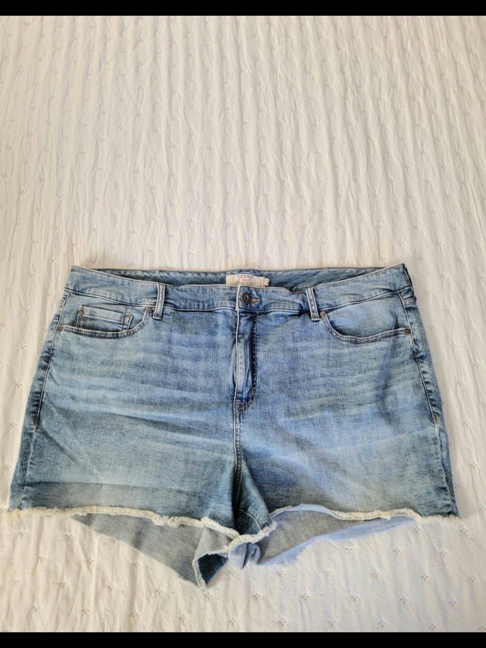 torrid Light Blue Denim Shorts with Branded Button